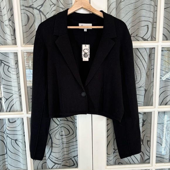 dh New York x Anthropology M NWT Black Crop Sweater Jacket - Picture 1 of 10